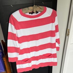 Joules Coral and White Striped Sweater